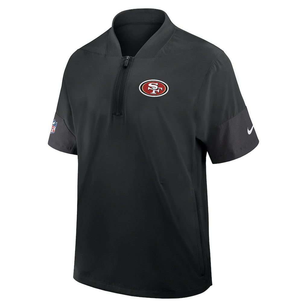San Francisco 49ers Sideline Short Sleeve Quarter-Zip Dri-FIT Coach Jacket - Black Jackets