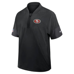 San Francisco 49ers Sideline Short Sleeve Quarter-Zip Dri-FIT Coach Jacket - Black Jackets