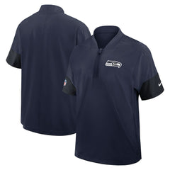 Seattle Seahawks Sideline Short Sleeve Quarter-Zip Dri-FIT Coach Jacket - College Navy Jackets