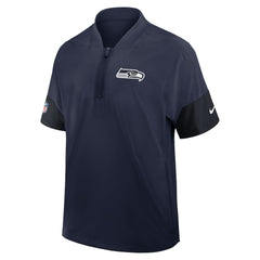 Seattle Seahawks Sideline Short Sleeve Quarter-Zip Dri-FIT Coach Jacket - College Navy Jackets