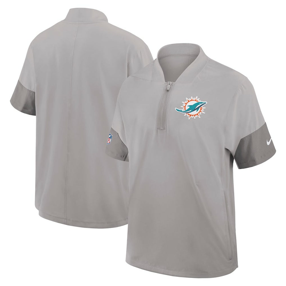 Miami Dolphins Sideline Short Sleeve Quarter-Zip Dri-FIT Coach Jacket - Gray Jackets