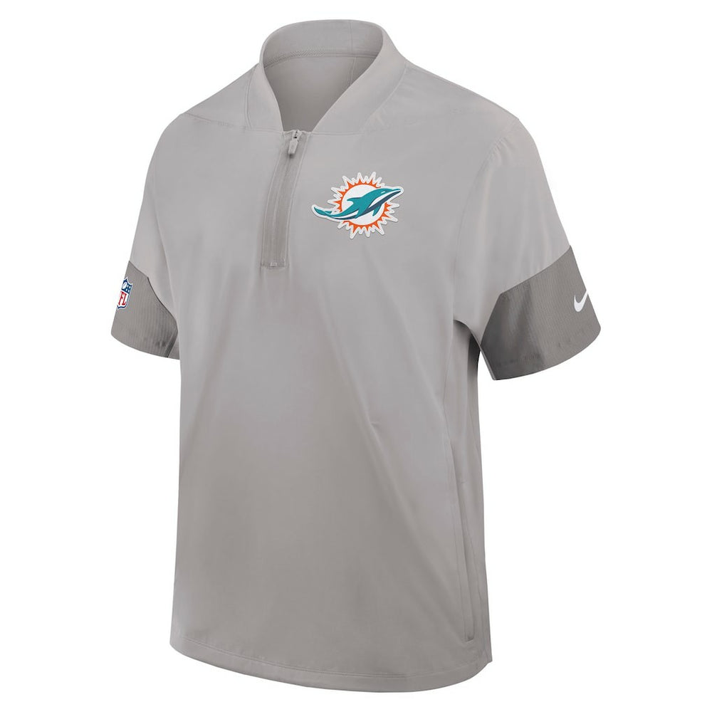 Miami Dolphins Sideline Short Sleeve Quarter-Zip Dri-FIT Coach Jacket - Gray Jackets