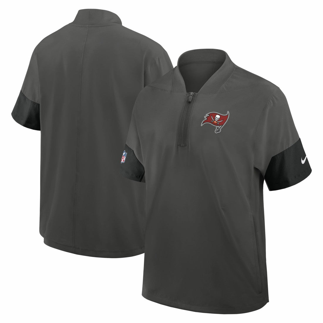 Tampa Bay Buccaneers Sideline Short Sleeve Quarter-Zip Dri-FIT Coach Jacket - Pewter Jackets