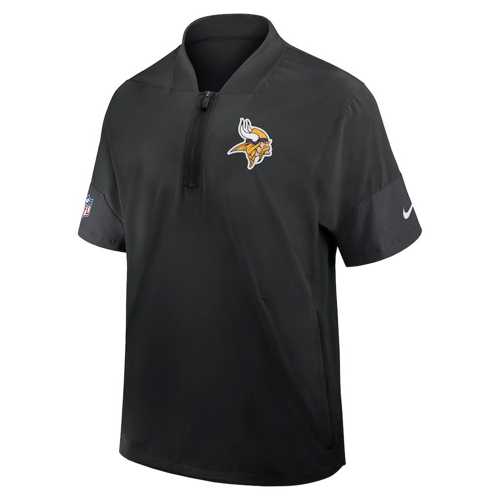 Minnesota Vikings Sideline Short Sleeve Quarter-Zip Dri-FIT Coach Jacket - Black Jackets