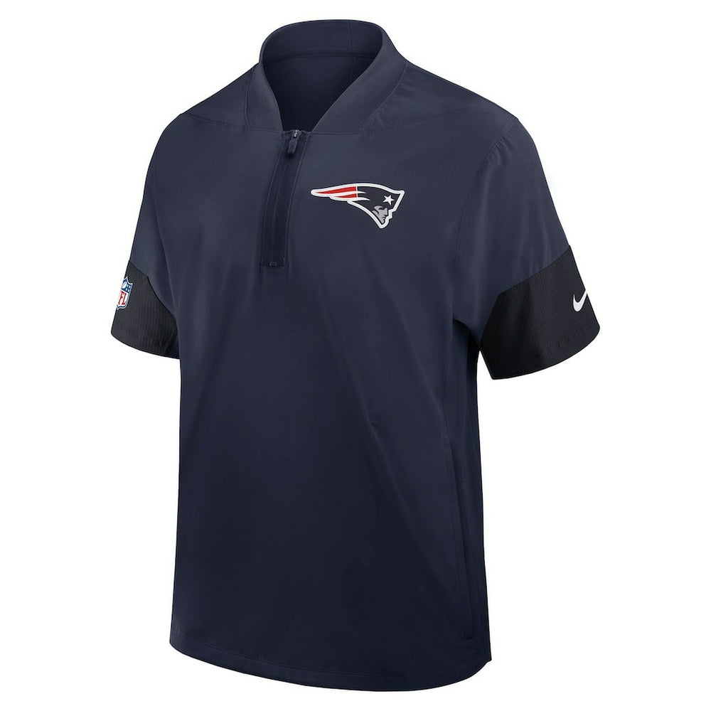 New England Patriots Sideline Short Sleeve Quarter-Zip Dri-FIT Coach Jacket - Navy Jackets