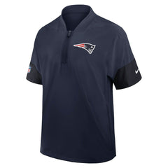 New England Patriots Sideline Short Sleeve Quarter-Zip Dri-FIT Coach Jacket - Navy Jackets