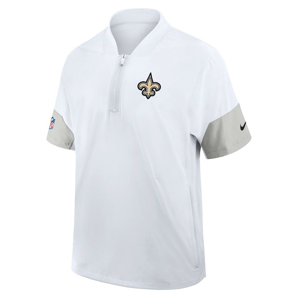 New Orleans Saints Sideline Short Sleeve Quarter-Zip Dri-FIT Coach Jacket - White Jackets