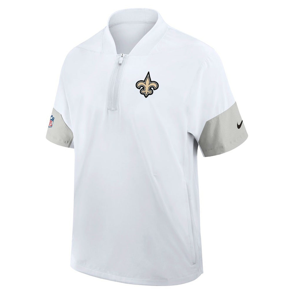 New Orleans Saints Sideline Short Sleeve Quarter-Zip Dri-FIT Coach Jacket - White Jackets
