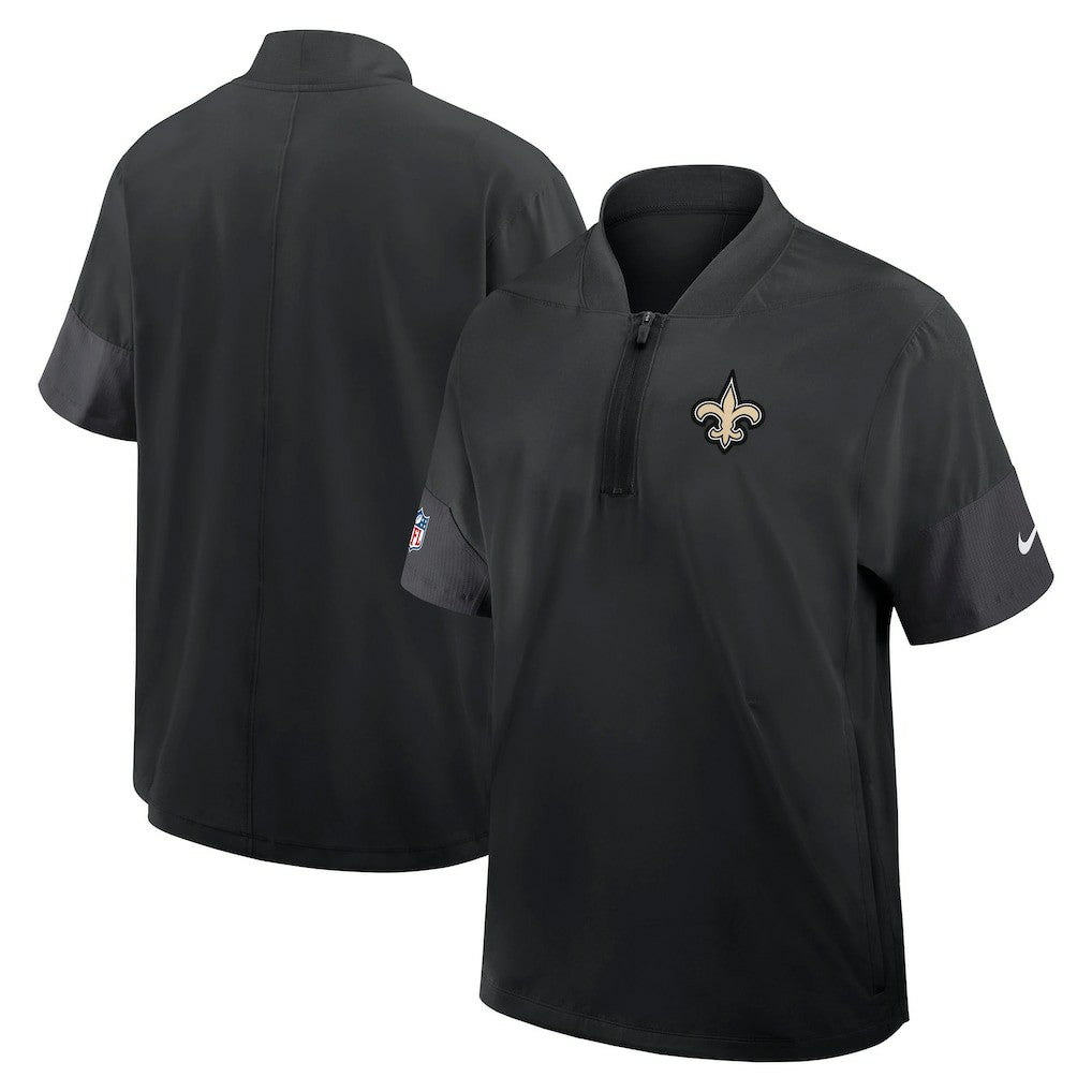 New Orleans Saints Sideline Short Sleeve Quarter-Zip Dri-FIT Coach Jacket - Black Jackets