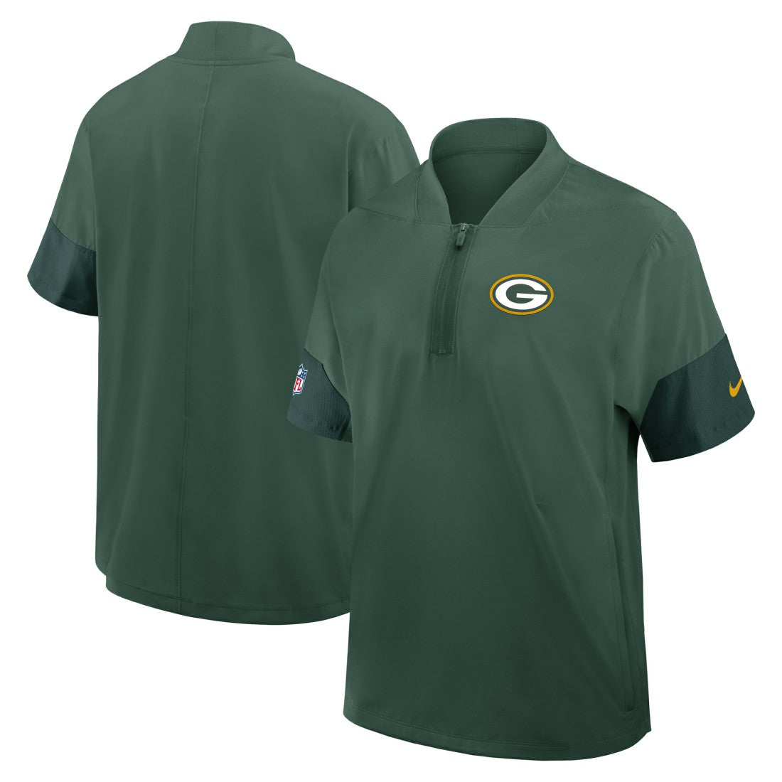 Green Bay Packers Sideline Short Sleeve Quarter-Zip Dri-FIT Coach Jacket - Green Jackets