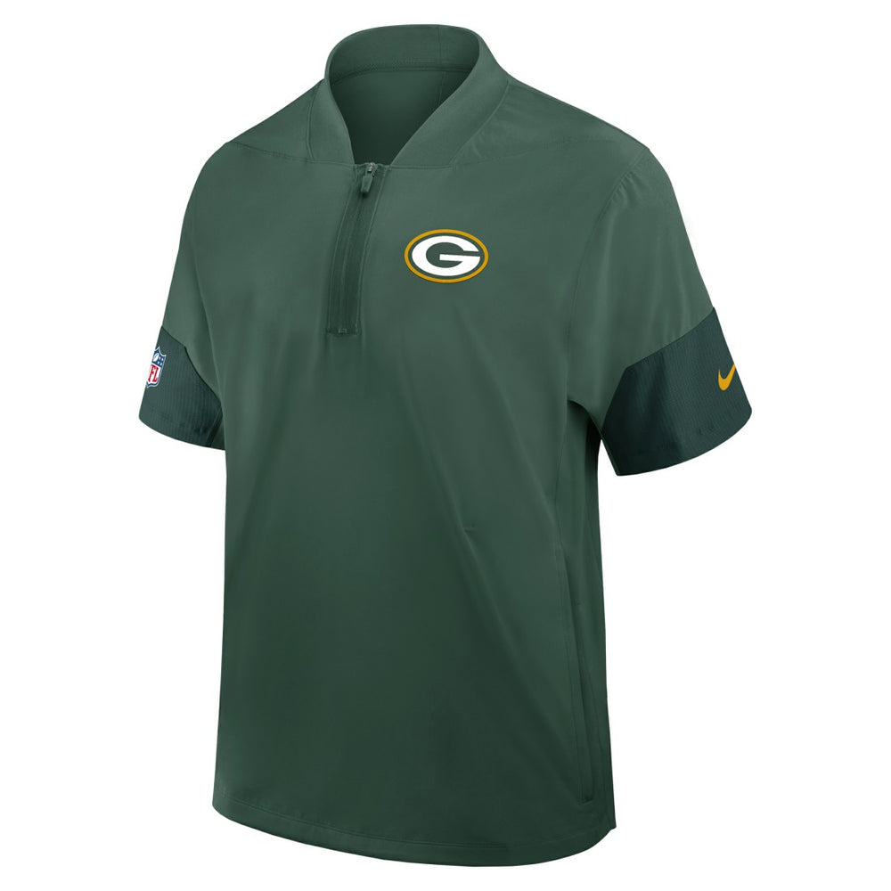 Green Bay Packers Sideline Short Sleeve Quarter-Zip Dri-FIT Coach Jacket - Green Jackets