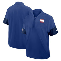 New York Giants Sideline Short Sleeve Quarter-Zip Dri-FIT Coach Jacket - Royal Jackets