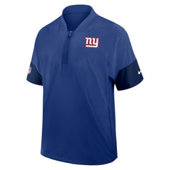 New York Giants Sideline Short Sleeve Quarter-Zip Dri-FIT Coach Jacket - Royal Jackets