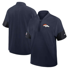 Denver Broncos Sideline Short Sleeve Quarter-Zip Dri-FIT Coach Jacket - Navy Jackets