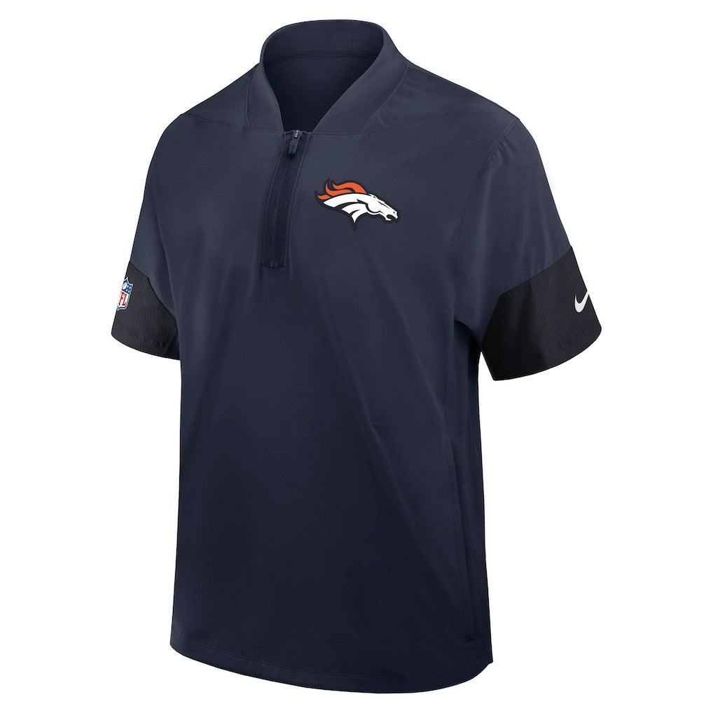 Denver Broncos Sideline Short Sleeve Quarter-Zip Dri-FIT Coach Jacket - Navy Jackets