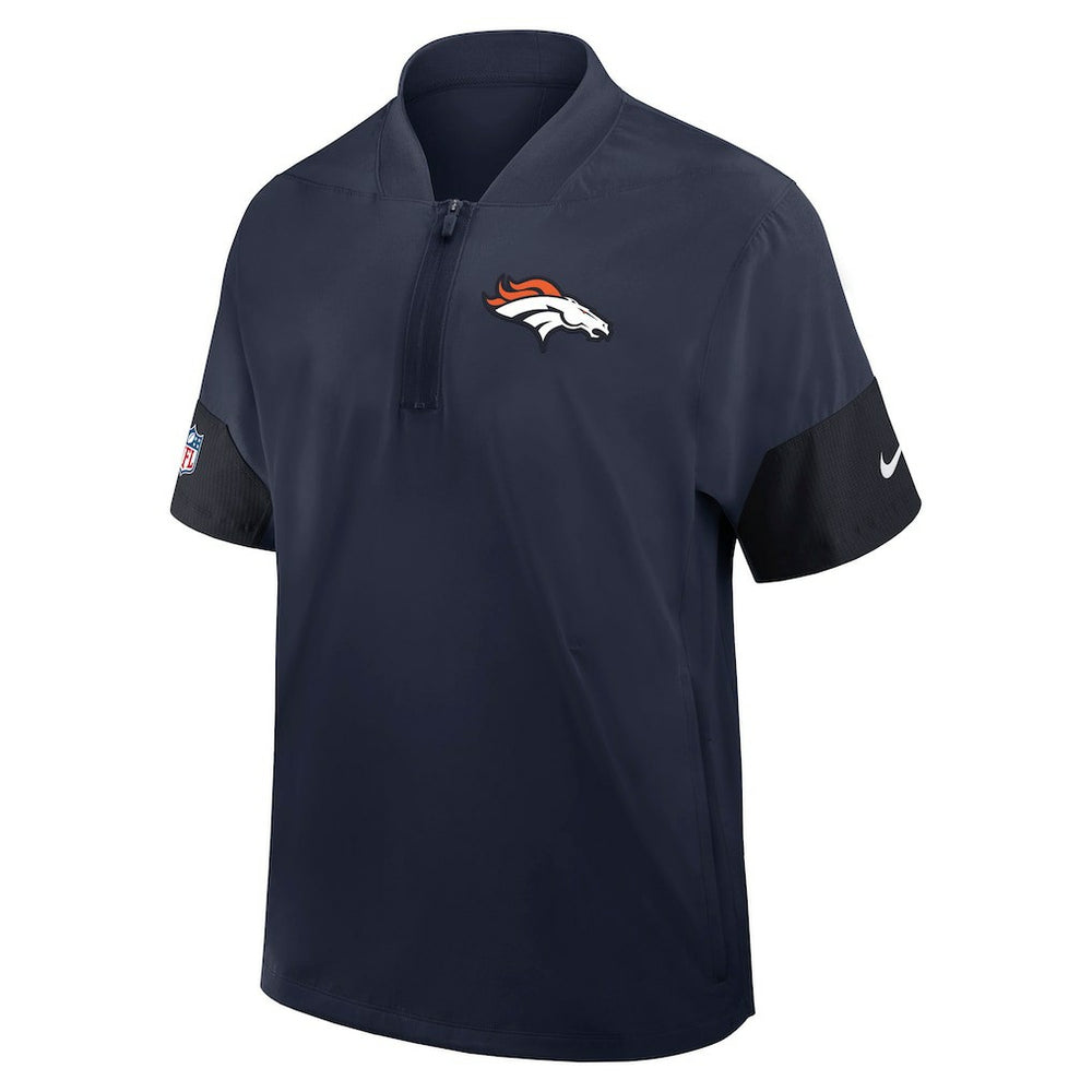 Denver Broncos Sideline Short Sleeve Quarter-Zip Dri-FIT Coach Jacket - Navy Jackets