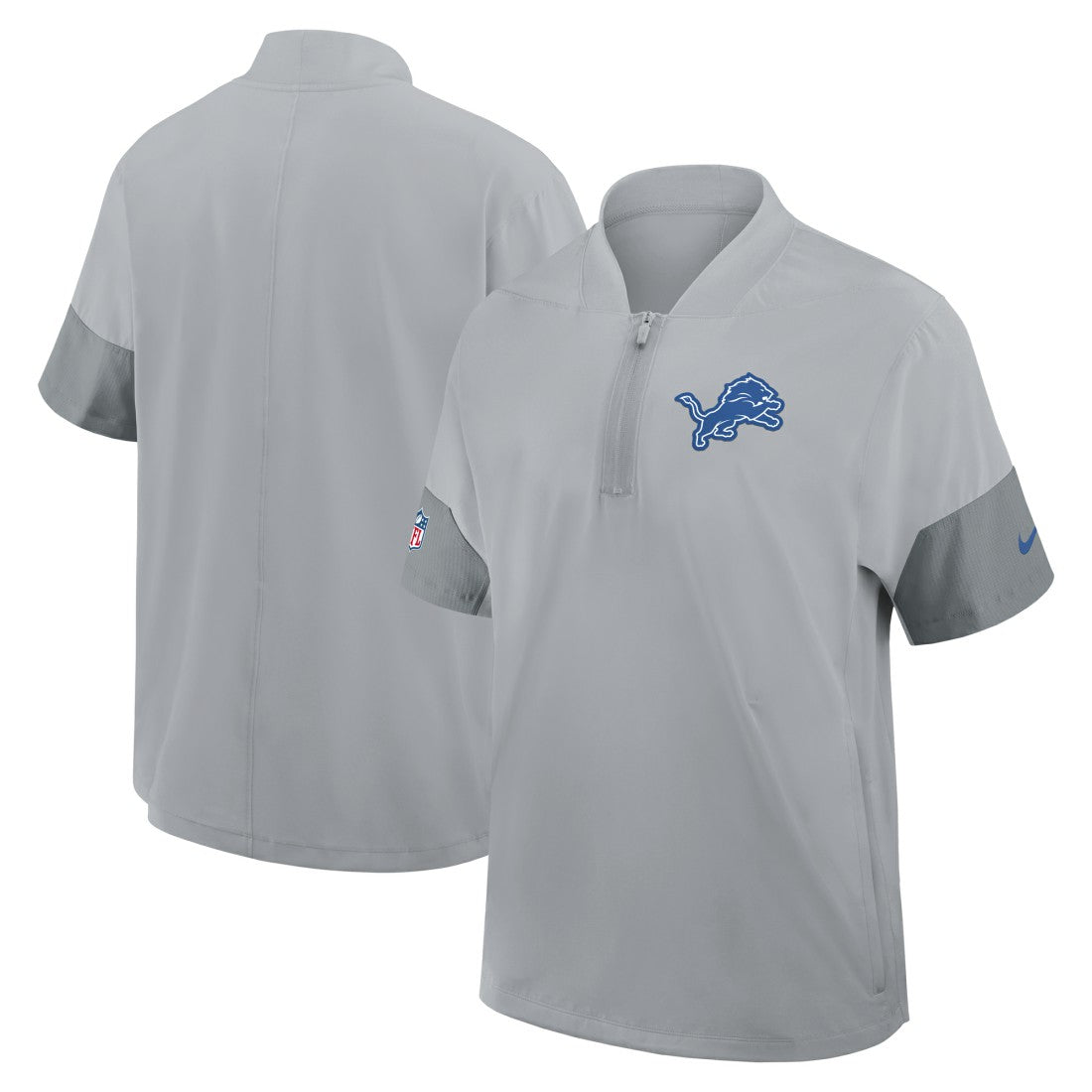 Detroit Lions Sideline Short Sleeve Quarter-Zip Dri-FIT Coach Jacket - Gray Jackets
