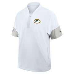 Green Bay Packers Sideline Short Sleeve Quarter-Zip Dri-FIT Coach Jacket - White Jackets