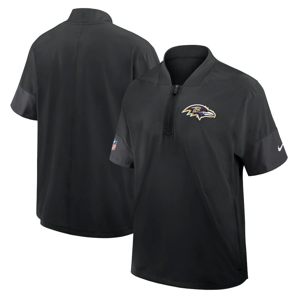 Baltimore Ravens Sideline Short Sleeve Quarter-Zip Dri-FIT Coach Jacket - Black Jackets