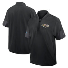 Baltimore Ravens Sideline Short Sleeve Quarter-Zip Dri-FIT Coach Jacket - Black Jackets