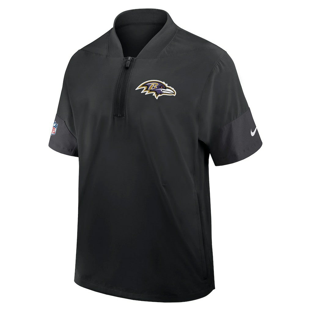 Baltimore Ravens Sideline Short Sleeve Quarter-Zip Dri-FIT Coach Jacket - Black Jackets