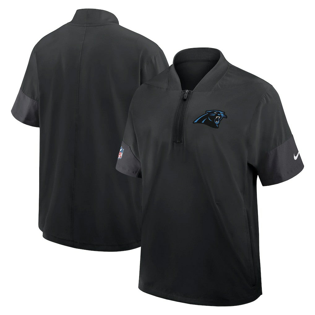 Carolina Panthers Sideline Short Sleeve Quarter-Zip Dri-FIT Coach Jacket - Black Jackets