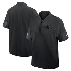 Carolina Panthers Sideline Short Sleeve Quarter-Zip Dri-FIT Coach Jacket - Black Jackets