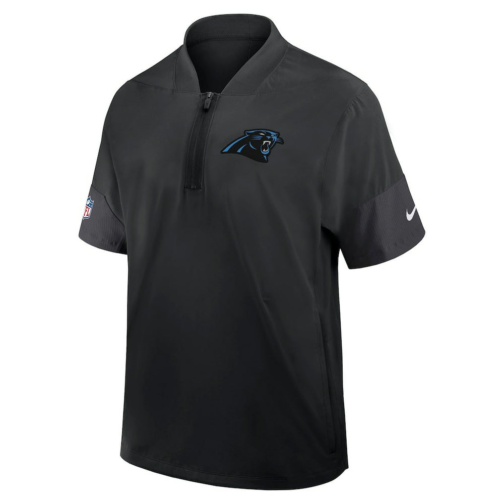 Carolina Panthers Sideline Short Sleeve Quarter-Zip Dri-FIT Coach Jacket - Black Jackets