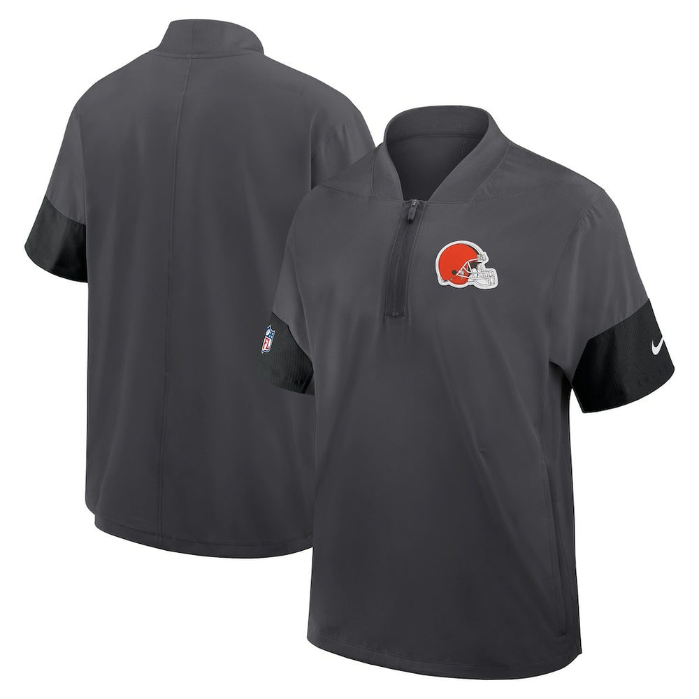 Cleveland Browns Sideline Short Sleeve Quarter-Zip Dri-FIT Coach Jacket - Anthracite Jackets