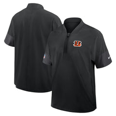 Cincinnati Bengals Sideline Short Sleeve Quarter-Zip Dri-FIT Coach Jacket - Black Jackets
