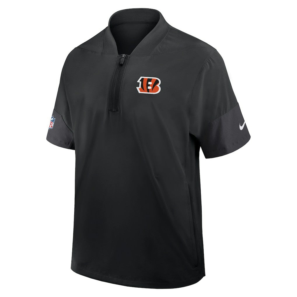 Cincinnati Bengals Sideline Short Sleeve Quarter-Zip Dri-FIT Coach Jacket - Black Jackets