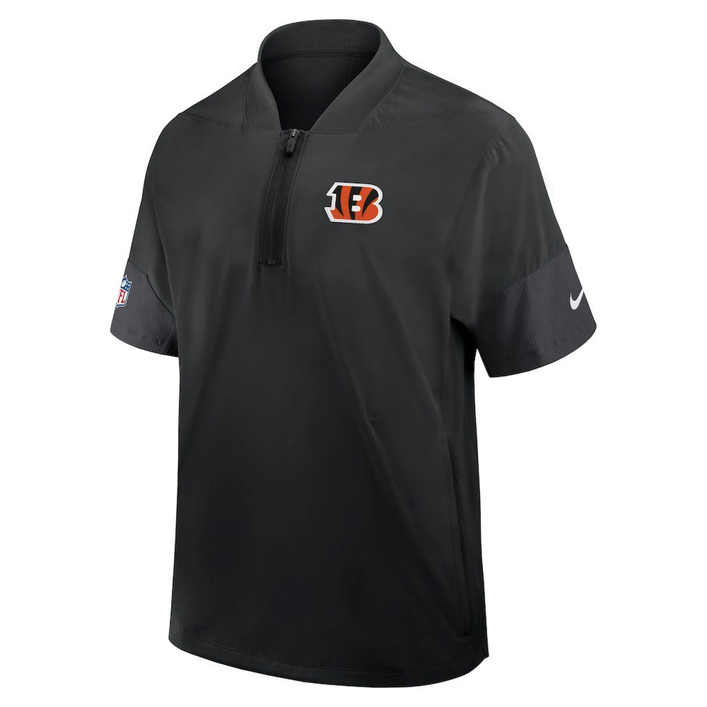 Cincinnati Bengals Sideline Short Sleeve Quarter-Zip Dri-FIT Coach Jacket - Black Jackets