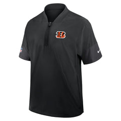 Cincinnati Bengals Sideline Short Sleeve Quarter-Zip Dri-FIT Coach Jacket - Black Jackets