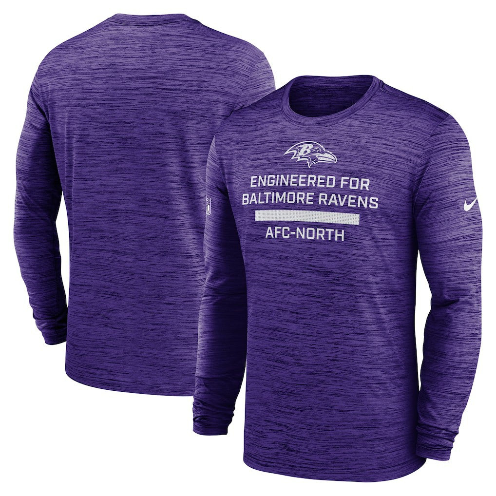 Baltimore Ravens Sideline Velocity Performance Long Sleeve T-Shirt - Purple  - Purple T-shirts