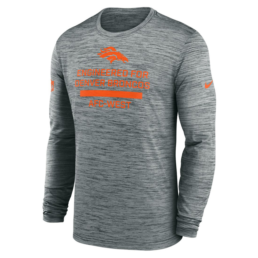 Denver Broncos Sideline Velocity Performance Long Sleeve T-Shirt - Gray  - Gray T-shirts