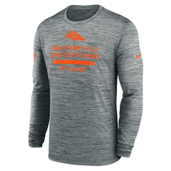 Denver Broncos Sideline Velocity Performance Long Sleeve T-Shirt - Gray  - Gray T-shirts