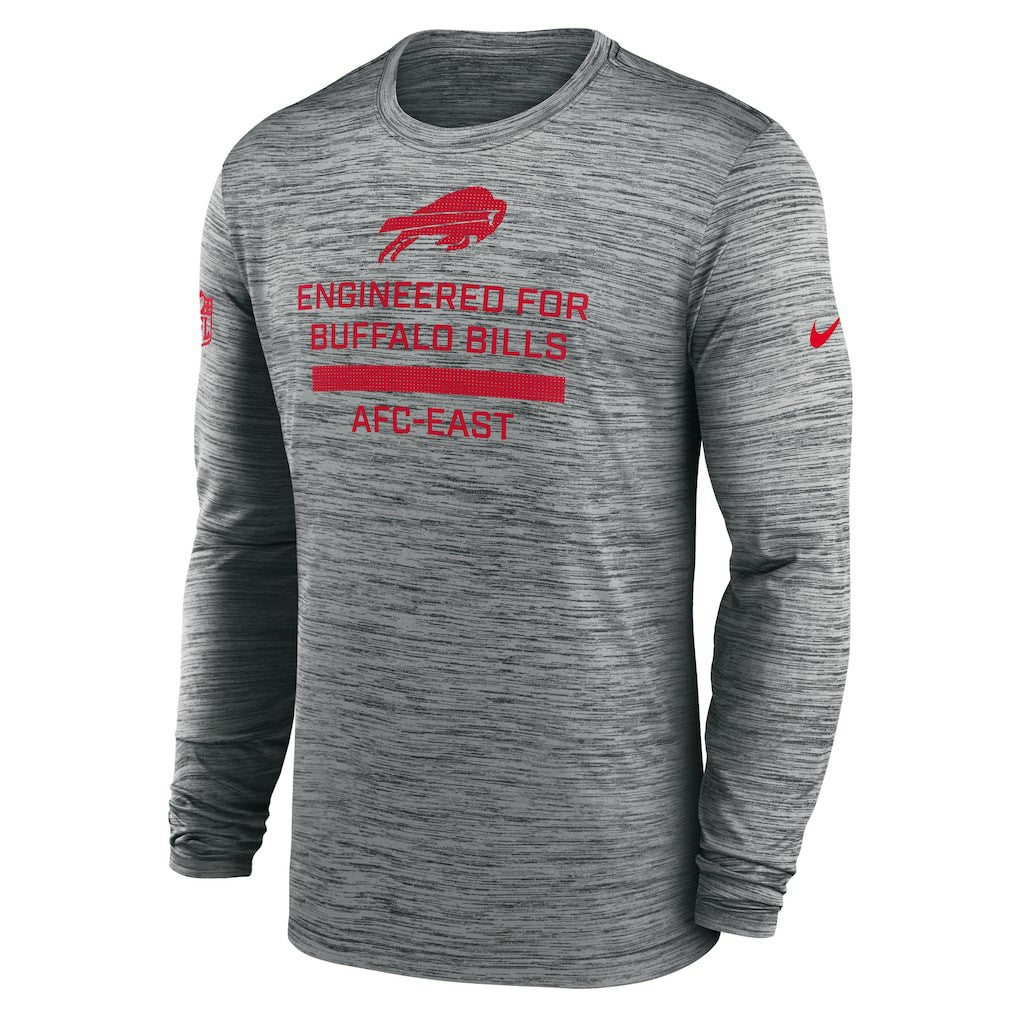 Buffalo Bills Sideline Velocity Performance Long Sleeve T-Shirt - Gray  - Gray T-shirts