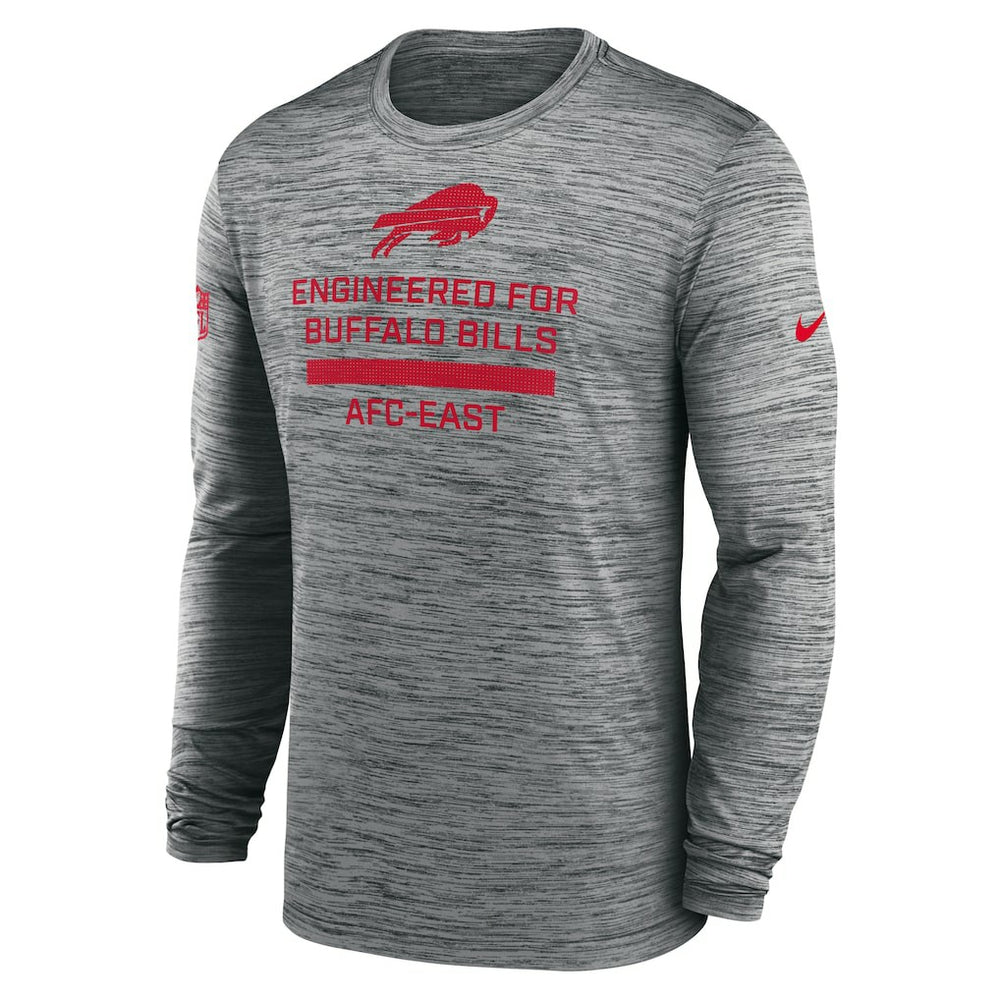 Buffalo Bills Sideline Velocity Performance Long Sleeve T-Shirt - Gray  - Gray T-shirts