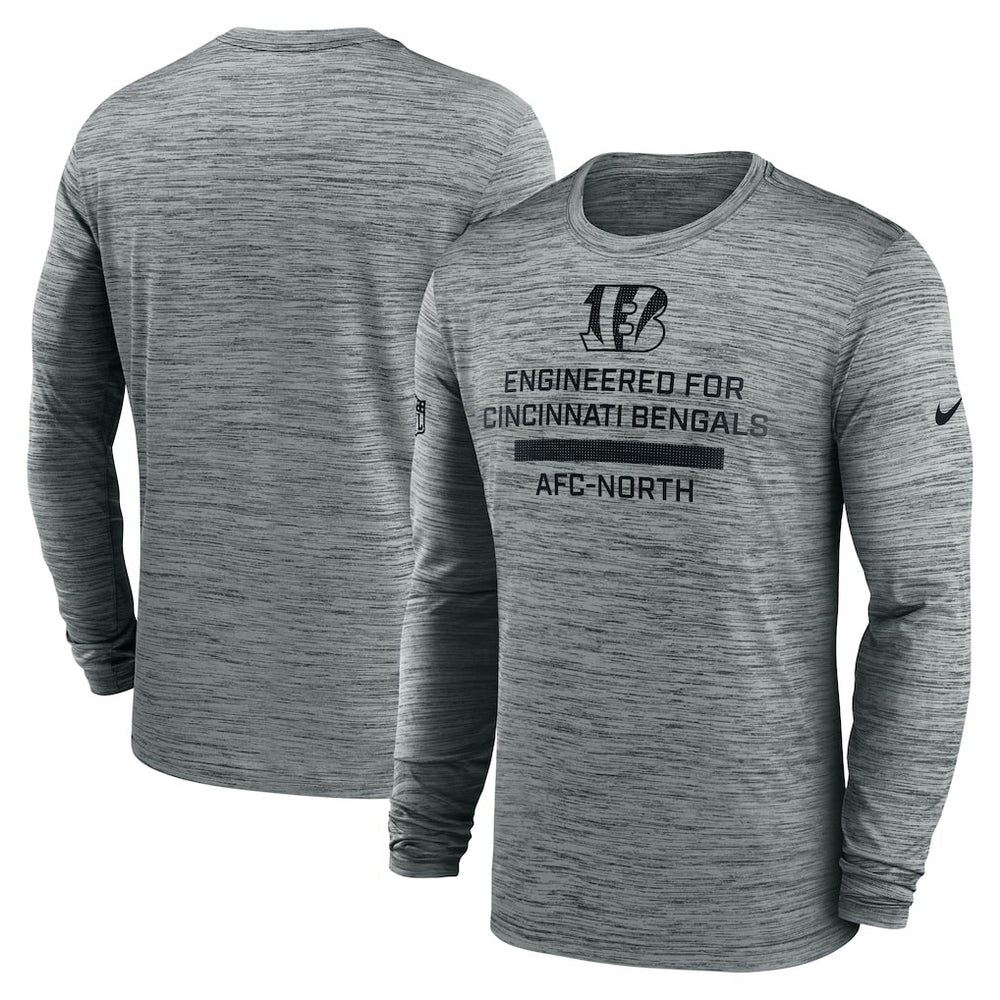 Cincinnati Bengals Sideline Velocity Performance Long Sleeve T-Shirt - Gray  - Gray T-shirts