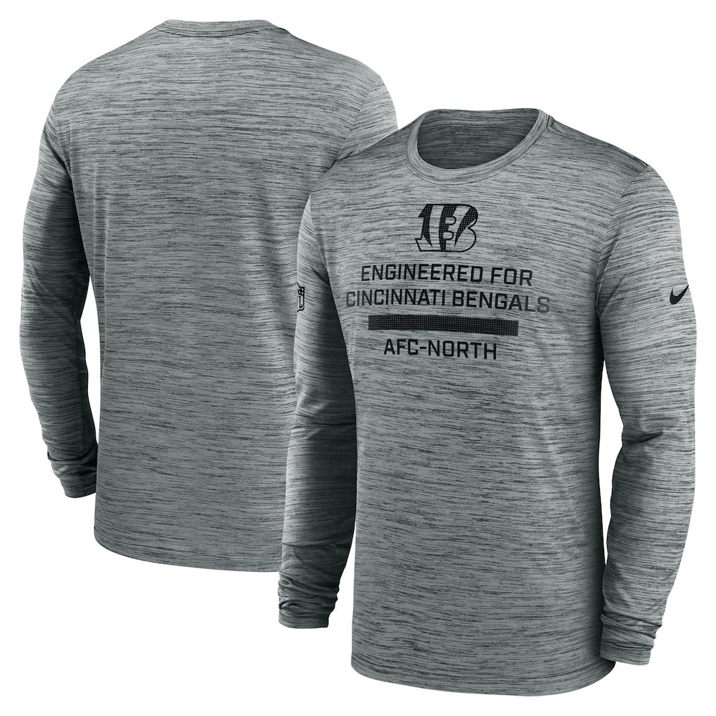 Cincinnati Bengals Sideline Velocity Performance Long Sleeve T-Shirt - Gray  - Gray T-shirts