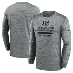 Cincinnati Bengals Sideline Velocity Performance Long Sleeve T-Shirt - Gray  - Gray T-shirts