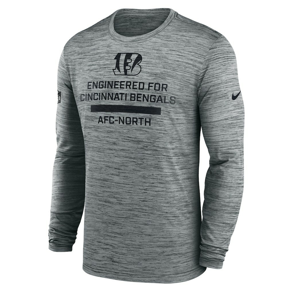 Cincinnati Bengals Sideline Velocity Performance Long Sleeve T-Shirt - Gray  - Gray T-shirts
