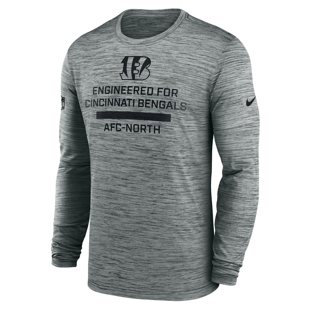 Cincinnati Bengals Sideline Velocity Performance Long Sleeve T-Shirt - Gray  - Gray T-shirts