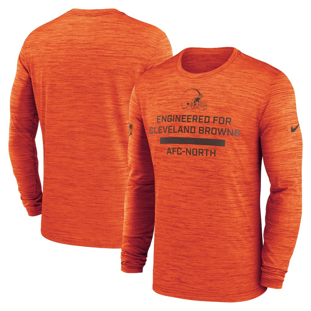 Cleveland Browns Sideline Velocity Performance Long Sleeve T-Shirt - Orange  - Orange T-shirts
