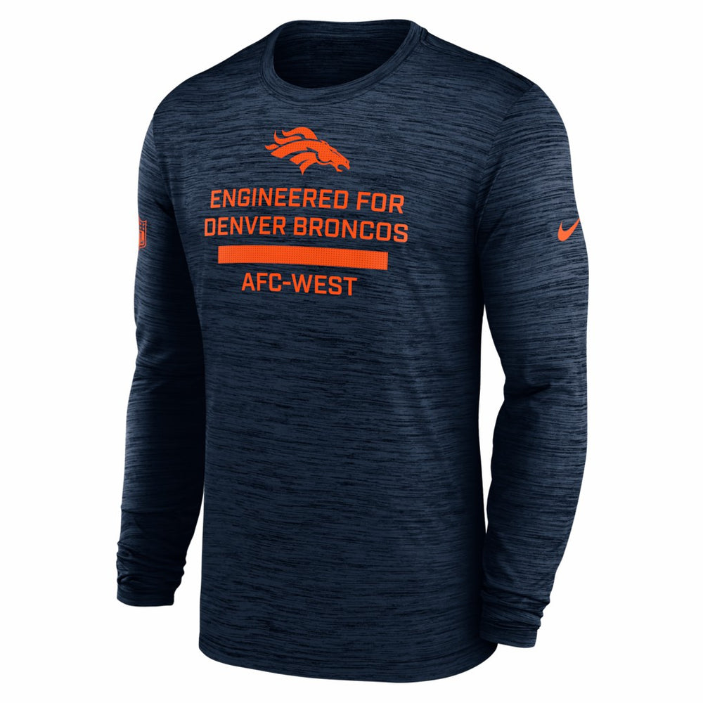 Denver Broncos Sideline Velocity Performance Long Sleeve T-Shirt - Navy  - Navy T-shirts