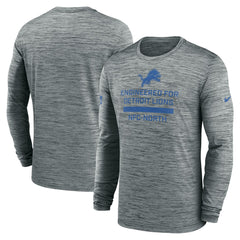 Detroit Lions Sideline Velocity Performance Long Sleeve T-Shirt - Gray  - Gray T-shirts