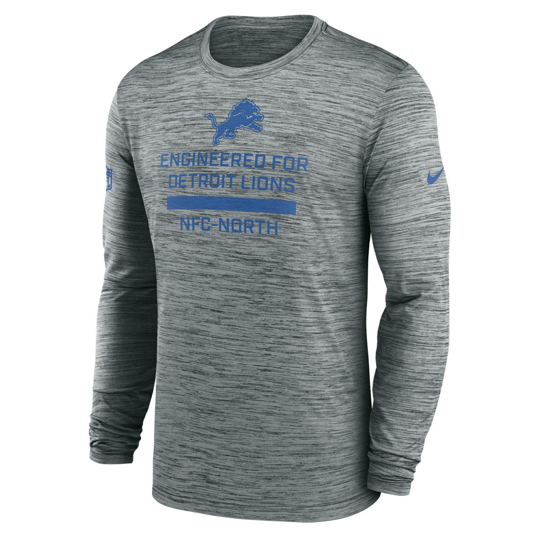 Detroit Lions Sideline Velocity Performance Long Sleeve T-Shirt - Gray  - Gray T-shirts