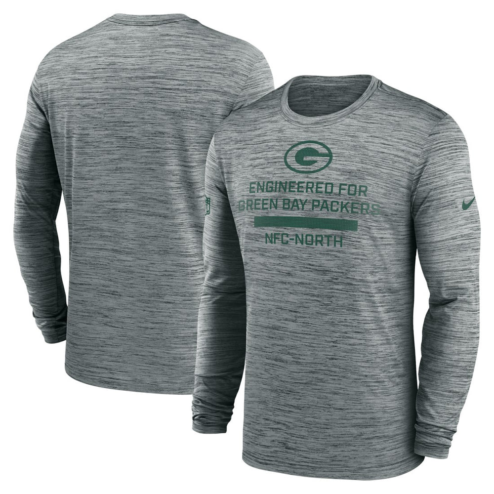Green Bay Packers Sideline Velocity Performance Long Sleeve T-Shirt - Gray  - Gray T-shirts