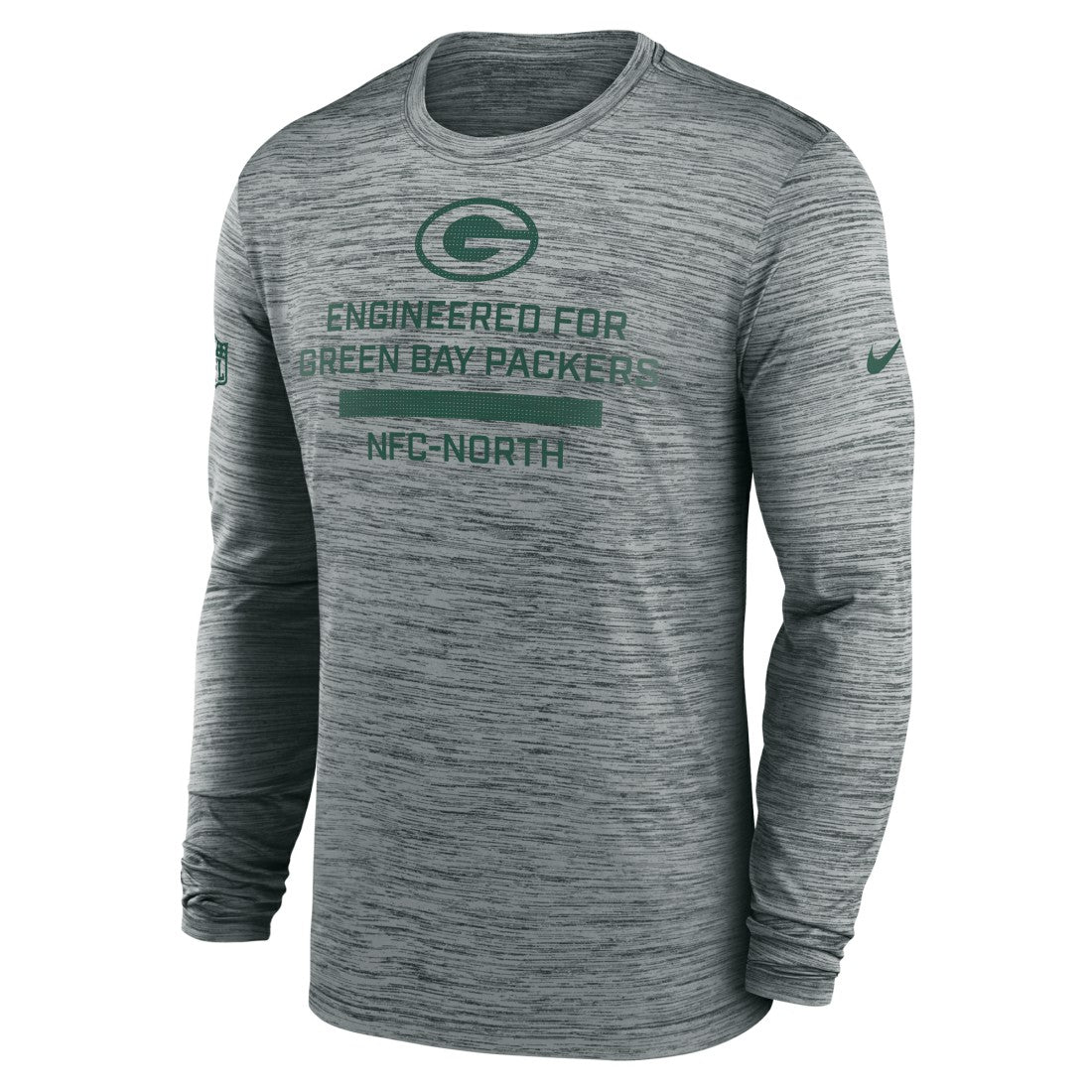 Green Bay Packers Sideline Velocity Performance Long Sleeve T-Shirt - Gray  - Gray T-shirts