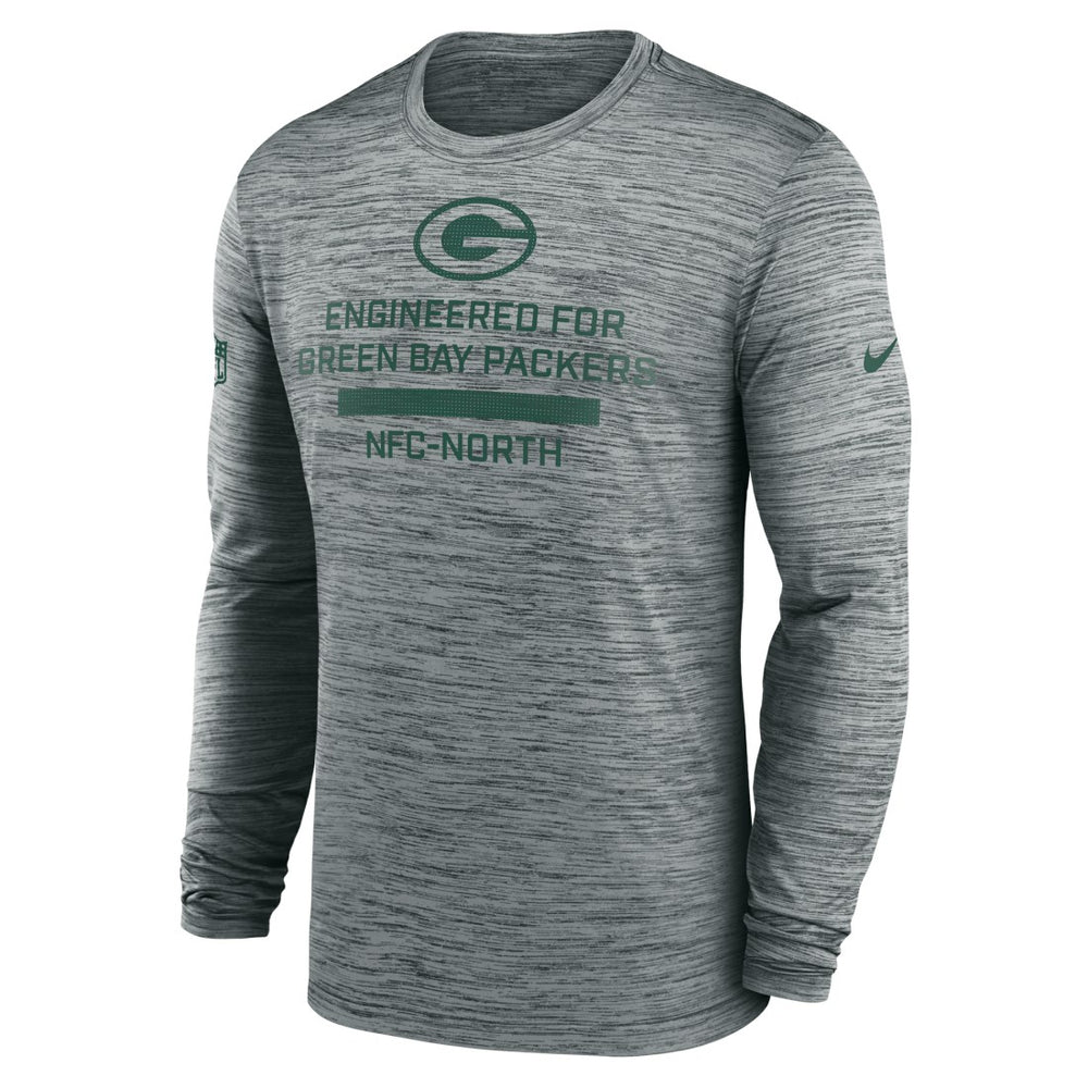 Green Bay Packers Sideline Velocity Performance Long Sleeve T-Shirt - Gray  - Gray T-shirts